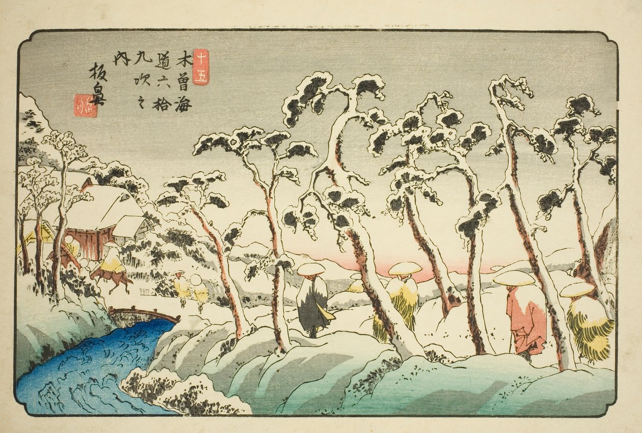 av. 15: Itahana (Jugo: Itahana), från seriens "shi x ty ne s ta on s f te kisokaido )" av Keisai Eisen