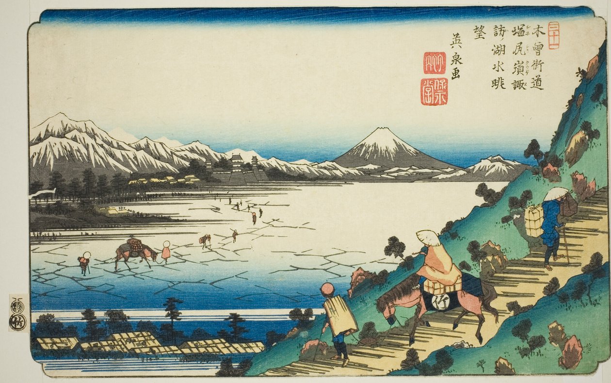 av. 31: Naturligtvis från Shiojiri passerar Ons of Te "Kiso Kaido" av Keisai Eisen