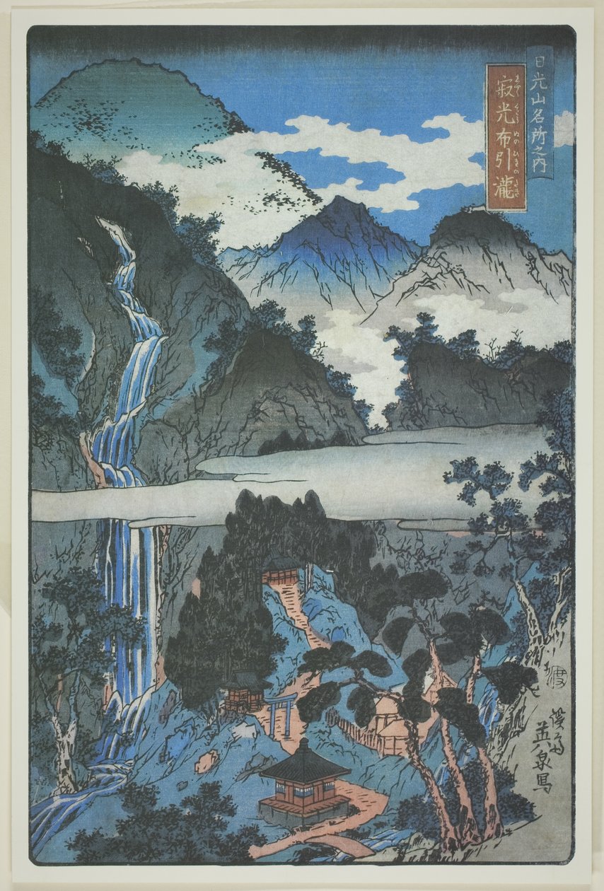 Nunobikifallet vid Jakko Shrine (Jakko Nunobiki no taki), från serien "Natursköna platser i bergen i Nikko (Nikkosan meisho no uchi)" av Keisai Eisen