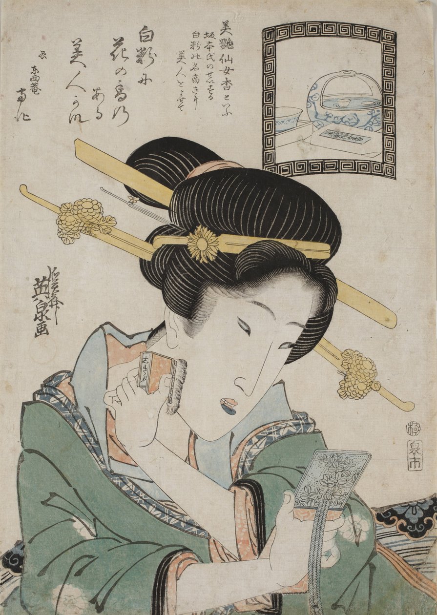 Bien Senjoko ansiktspuder, ca. 1824. av Keisai Eisen
