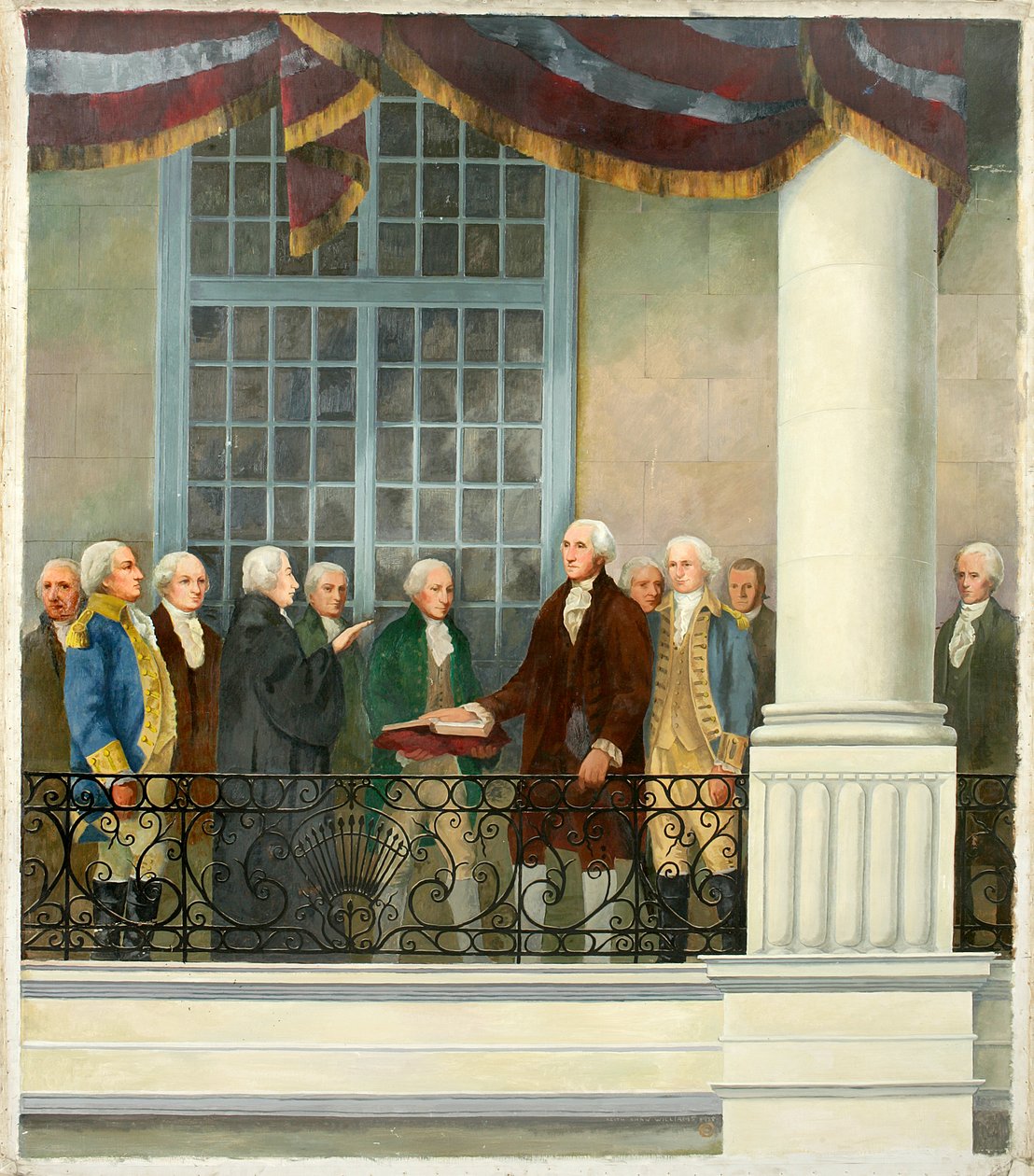 Invigning av George Washington i Federal Hall, New York City av Keith Shaw Williams