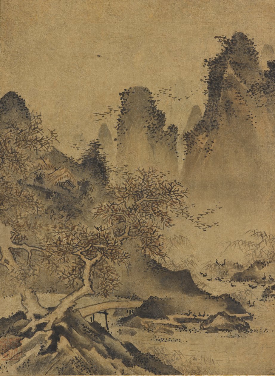 Landskap: berg, bäck och bro av Kenkō Shōkei