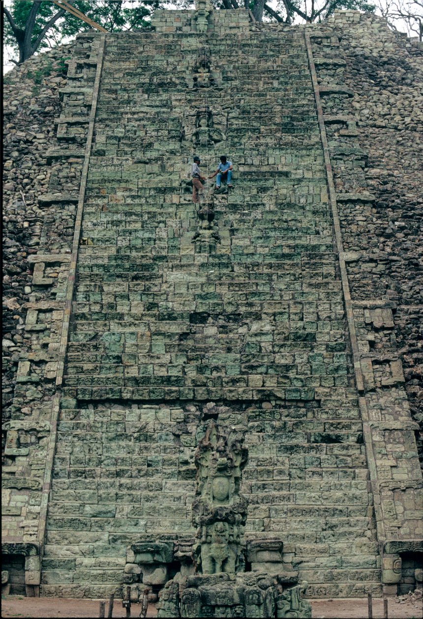 Copan, hieroglyftrappa, tempel 26, Maya, Honduras, La Ruta Maya av Kenneth Garrett