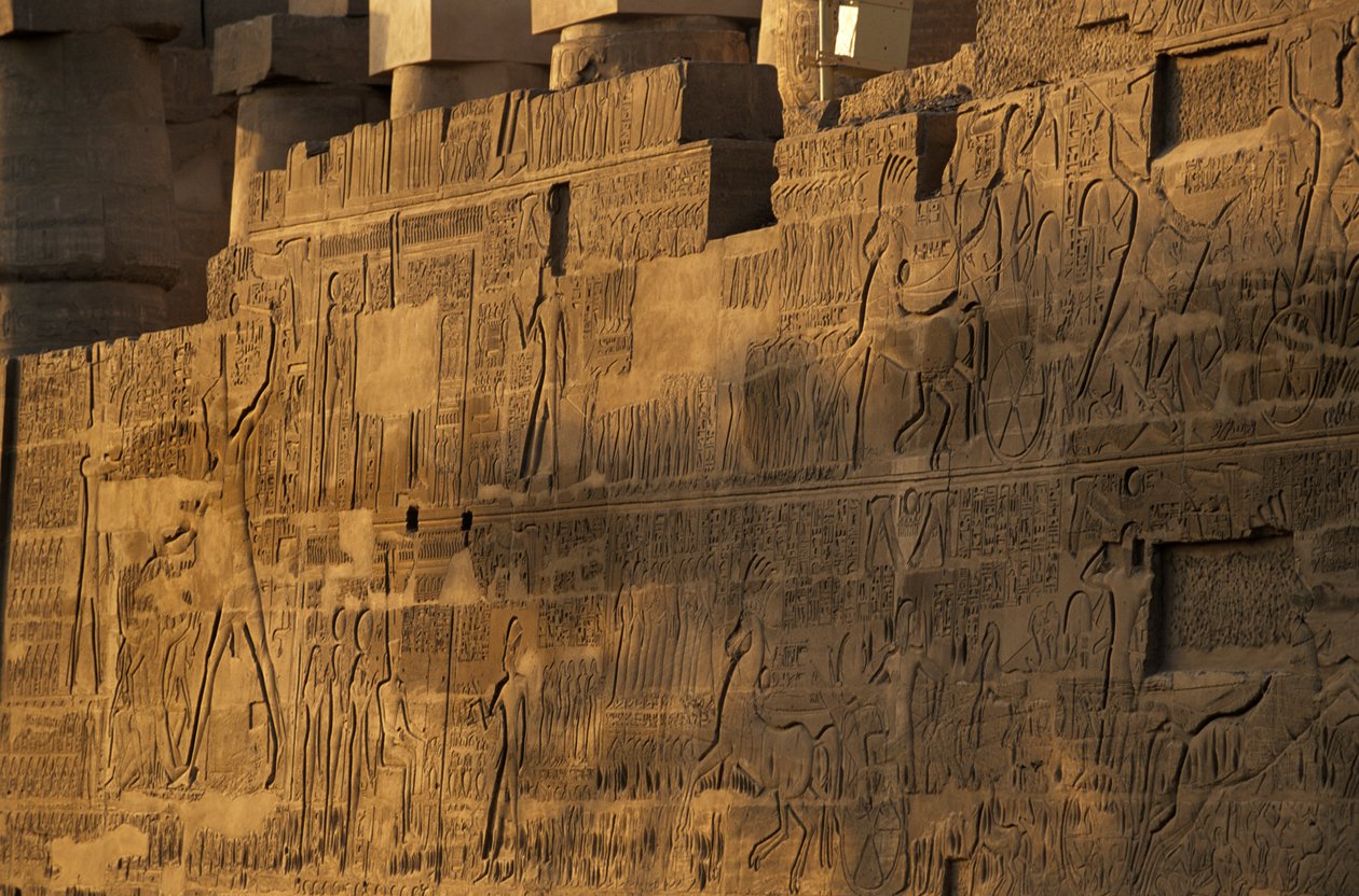 Karnak-templet, slaget vid Kadesh, norra väggen, relief av Ramses II, hettiter av Kenneth Garrett