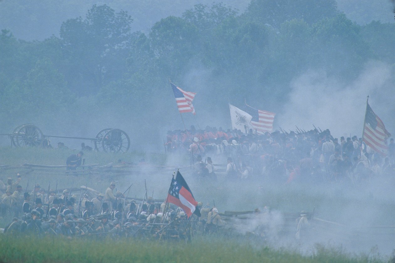 Återskapande av slaget vid Manassas, inbördeskriget, 2004 (foto) av Kenneth Garrett
