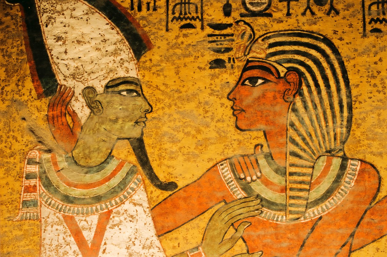 Målning på gravens norra vägg; Osiris; KV 62, Tutankhamun och Pha... guldålder, 2003 (foto) av Kenneth Garrett