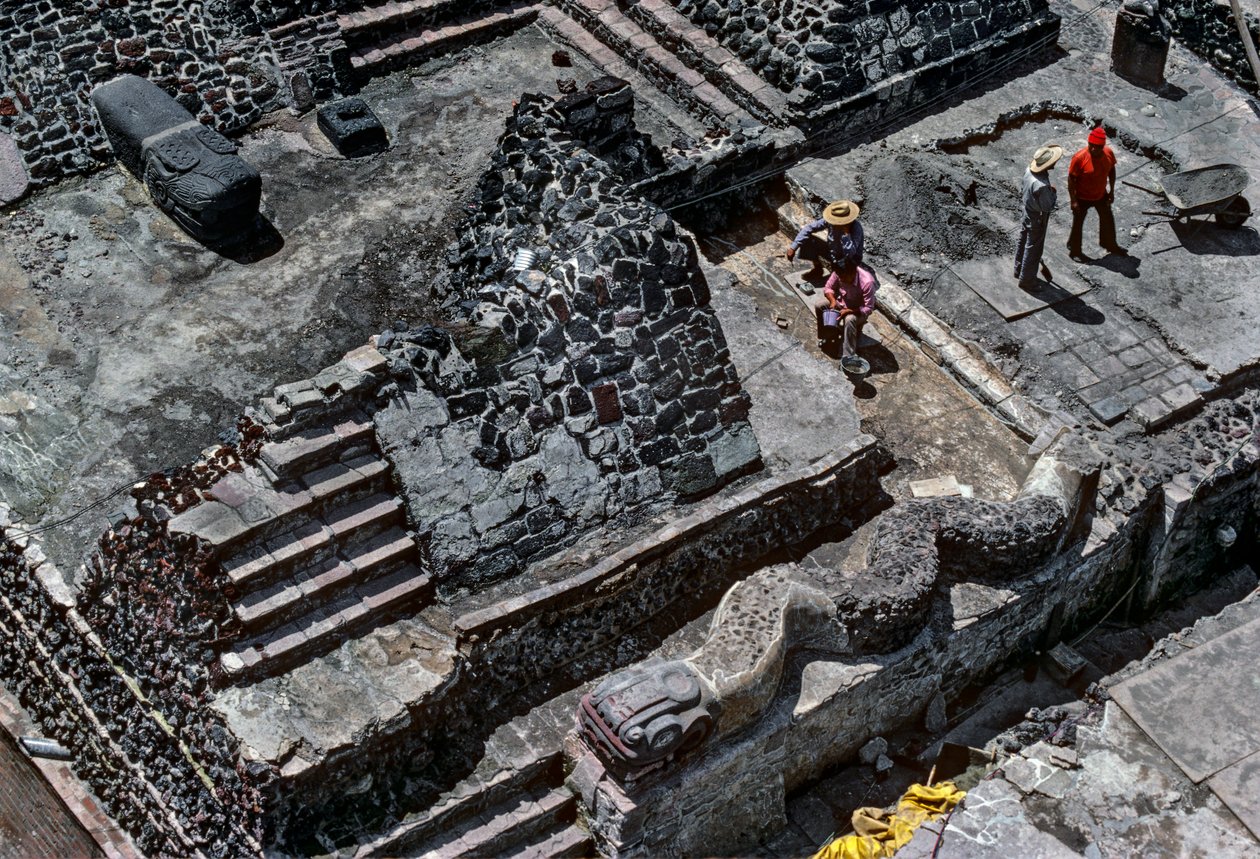Tenochtitlan, Templo Mayor, Aztec, Kalender, Mexiko, Arkeologi, Mexico City, instit..., 2010 (foto) av Kenneth Garrett