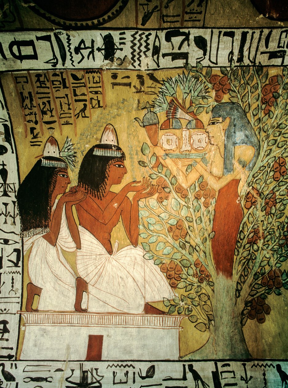 Konstnären Sennedjem och hans fru tillber inför gudinnan Hathor i Konungarnas dal, 2009 (foto) av Kenneth Garrett