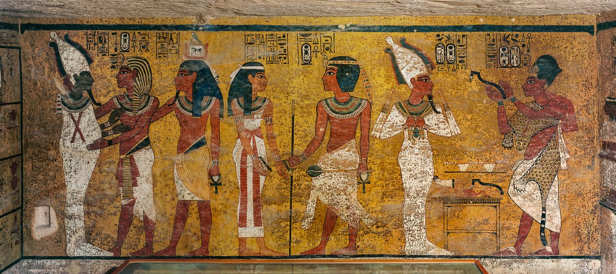 Väggmålning i kung Tutankhamuns grav; Egypten; Nya riket; Tutankhamun; Valley of ..., 2003 (foto) av Kenneth Garrett