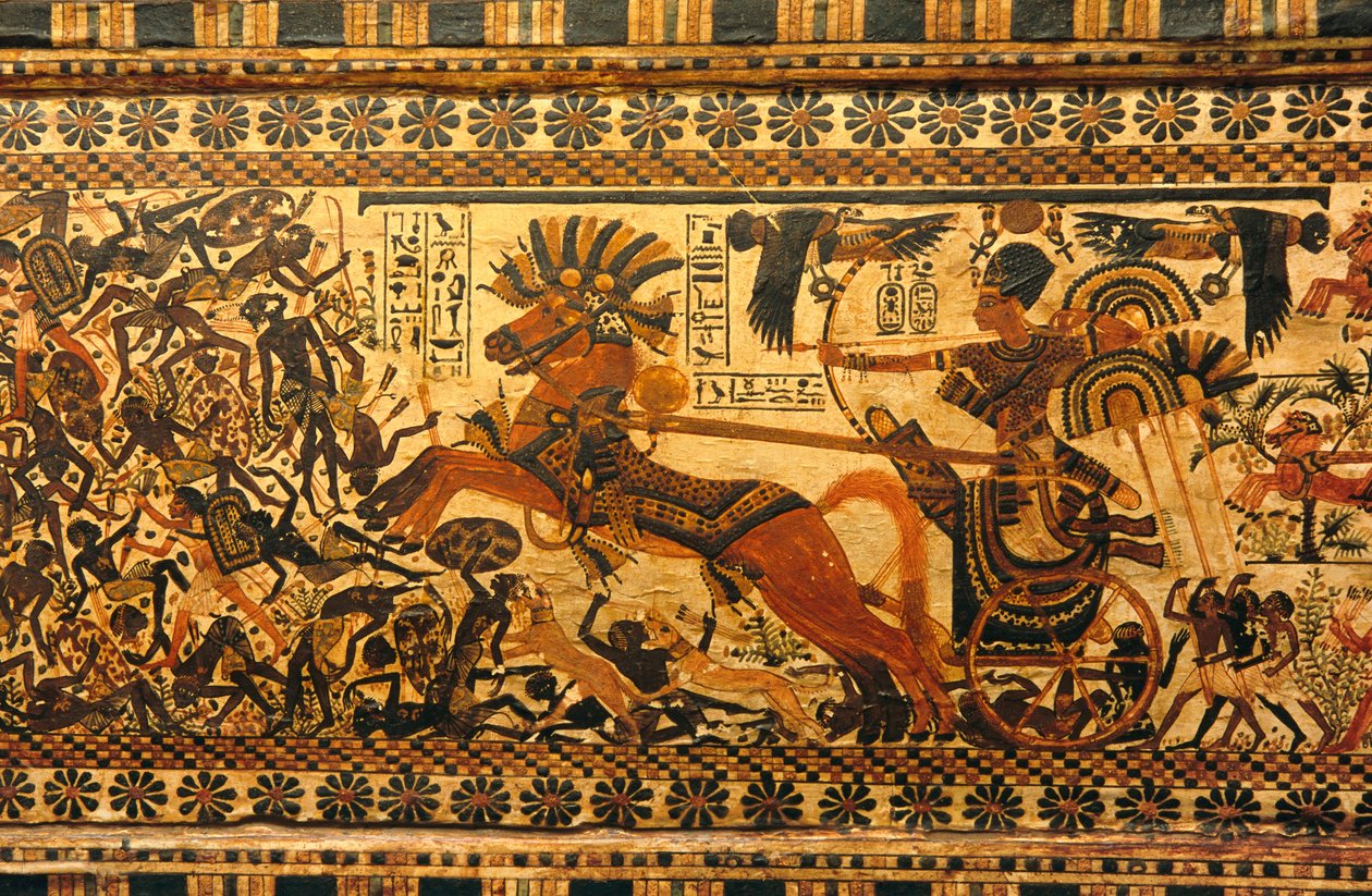 Väggmålning i kung Tutankhamuns grav; kung Tutankhamun; Egypten; Nya riket; Tuta..., 2003 (foto) av Kenneth Garrett
