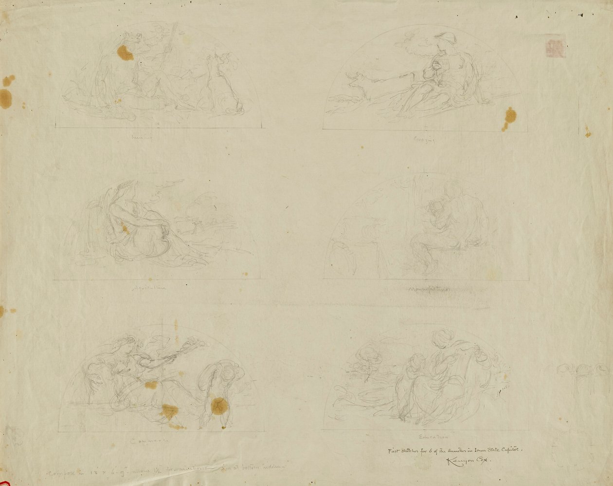 (Iowa State Capitol Rotunda) (studie för Six Lunettes) av Kenyon Cox