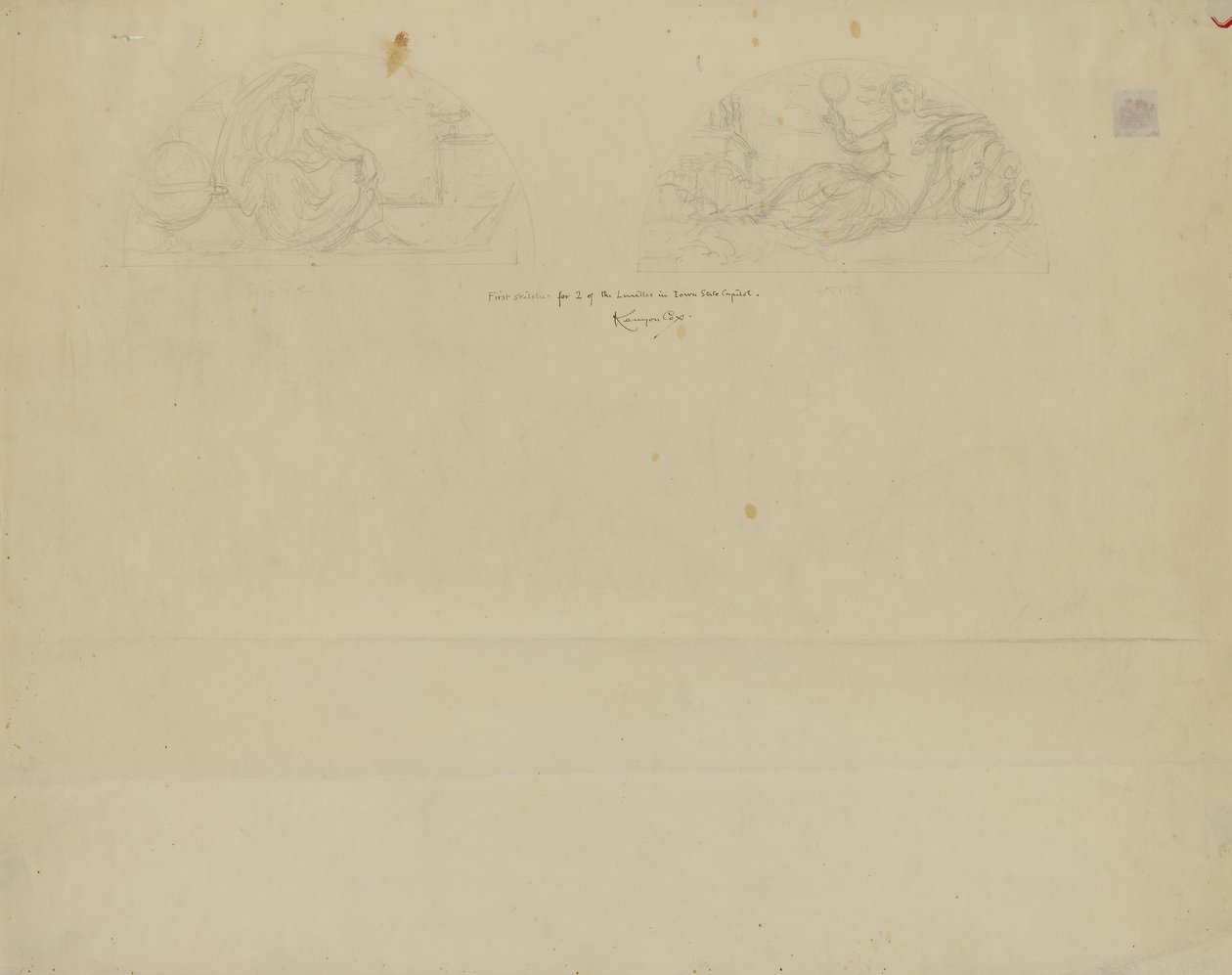 (Iowa State Capitol Rotunda) (studie för två lunetter) av Kenyon Cox