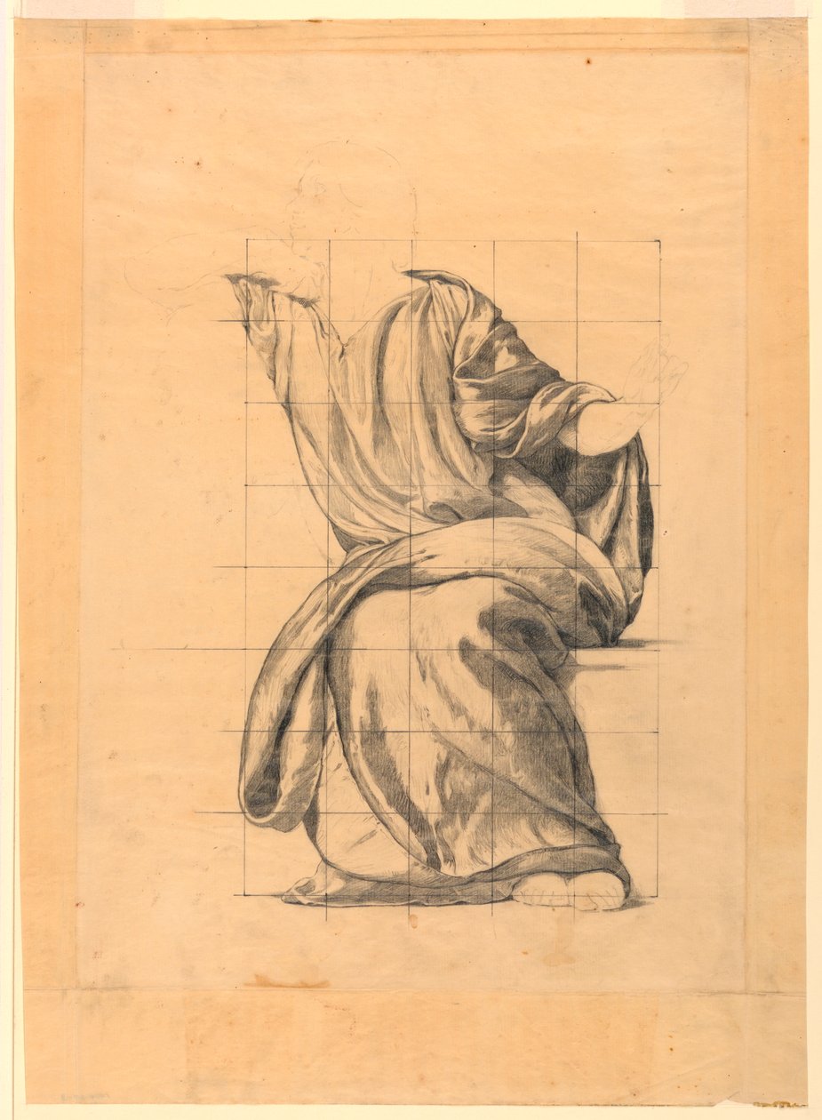 Drapery Study for Figure of Peace i "The Beneficence of the Law," väggmålning vid Essex County Court House, Newark, New Jersey av Kenyon Cox