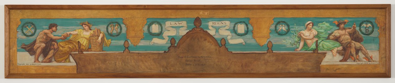 Law Reigns, Studie för Central Panel of "The Reign of Law," Frieze för appellationsdomstolen, New York av Kenyon Cox