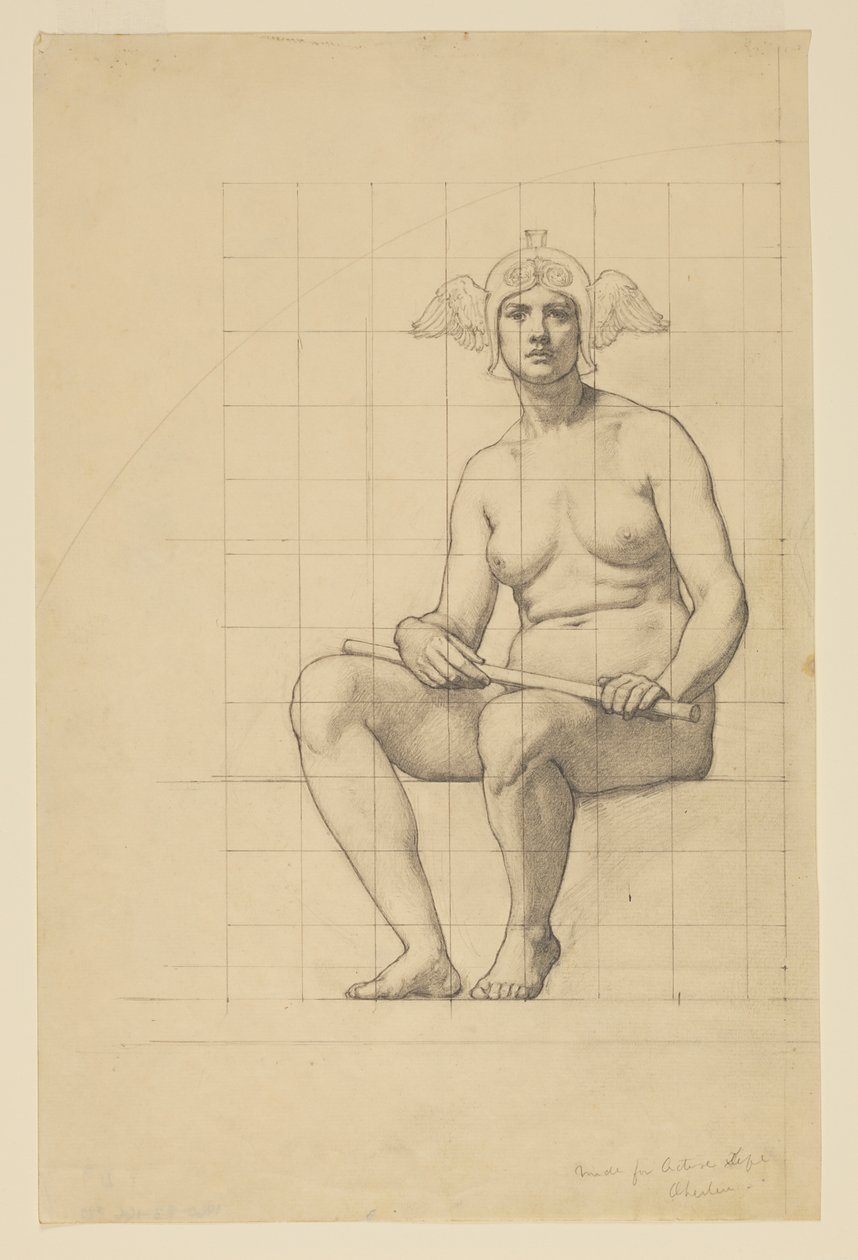 Nakenstudie för "The Active Life," Lunette i administrationsbyggnaden, Oberlin College, Oberlin, OH av Kenyon Cox