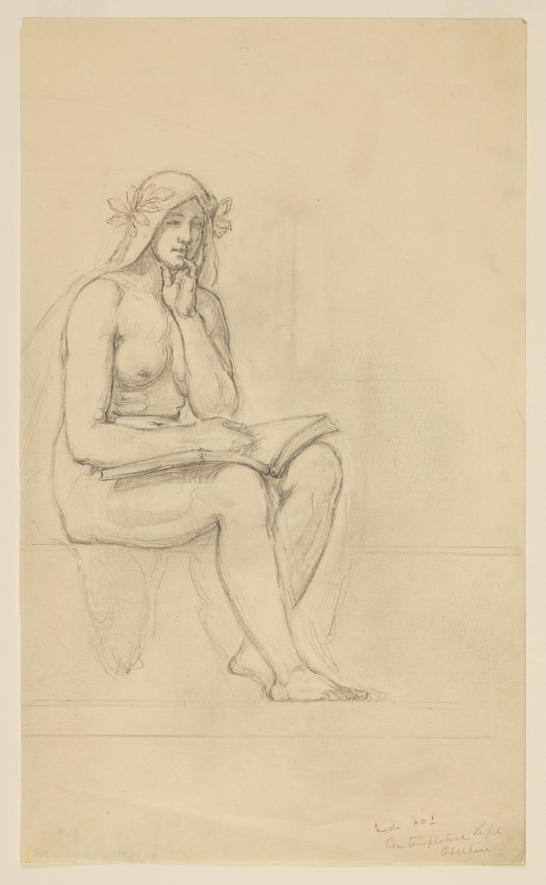 Nakenstudie för "The Contemplative Life" för Lunette i administrationsbyggnaden, Oberlin College, Oberlin, OH av Kenyon Cox