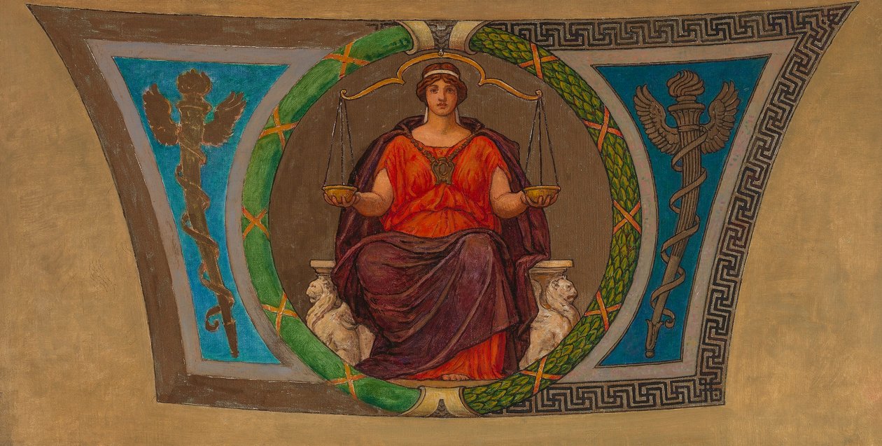 Skiss till mosaik, Wisconsin State Capital, "Justice" av Kenyon Cox