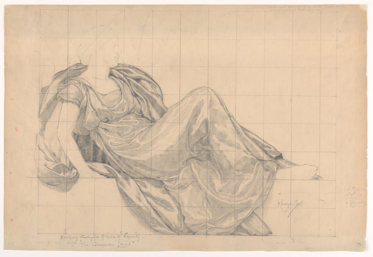 Studie för "Equity", "The Reign of the Law," Appellate Division Court House, New York, NY av Kenyon Cox