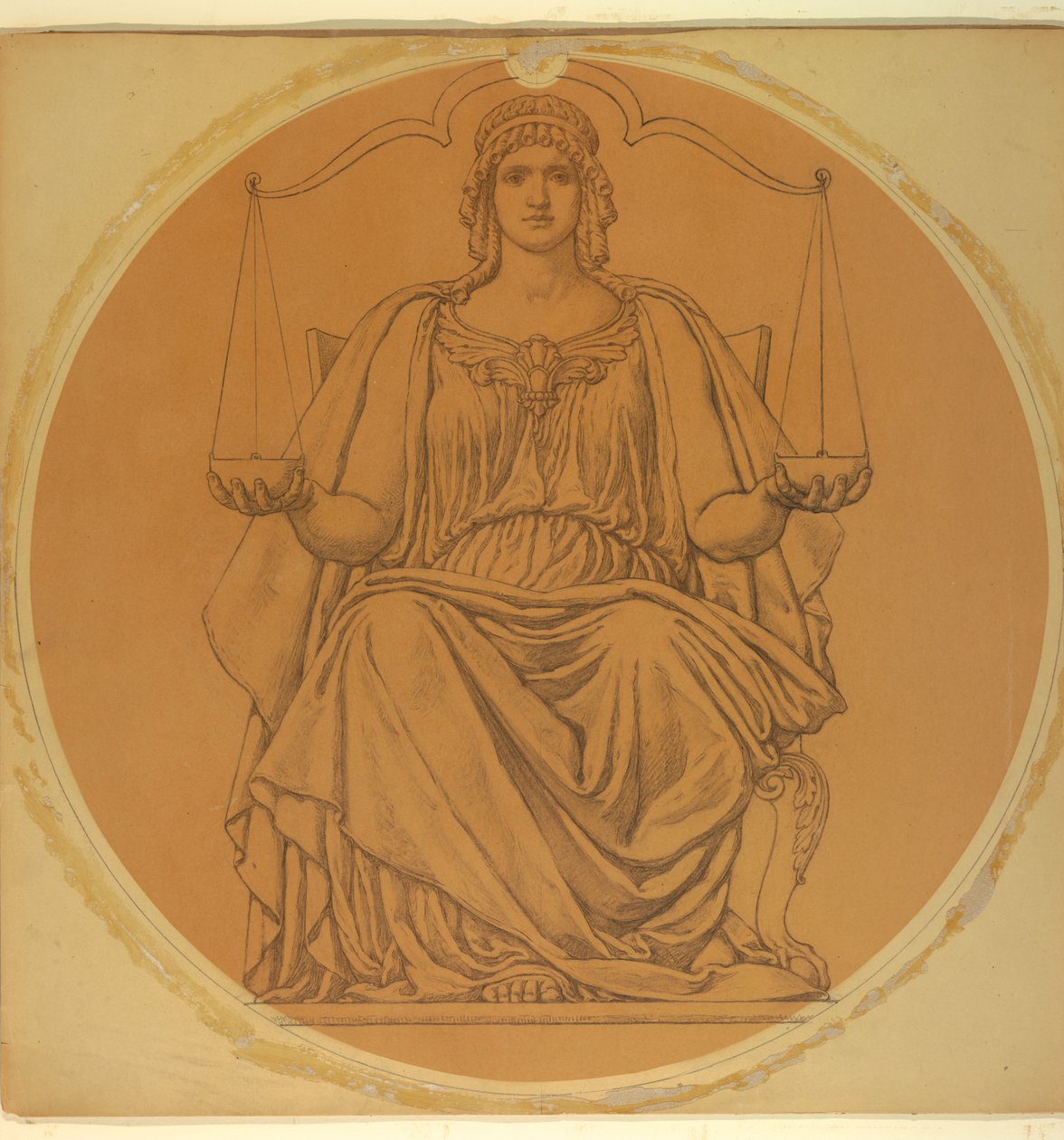 Studera för "Justice," Lunette i Hudson County Courthouse, Jersey City, NJ av Kenyon Cox