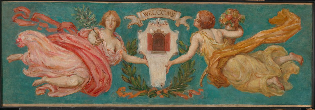 Studera för väggmålning på Hotel Manhattan, Peace and Plenty, ca. 1901. av Kenyon Cox