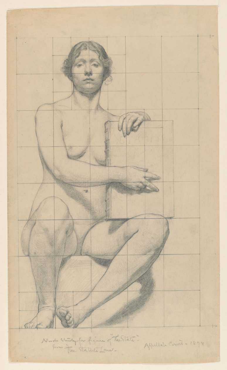 Studie för "The State", "The Reign of the Law", Appellate Division Court House, New York, NY av Kenyon Cox