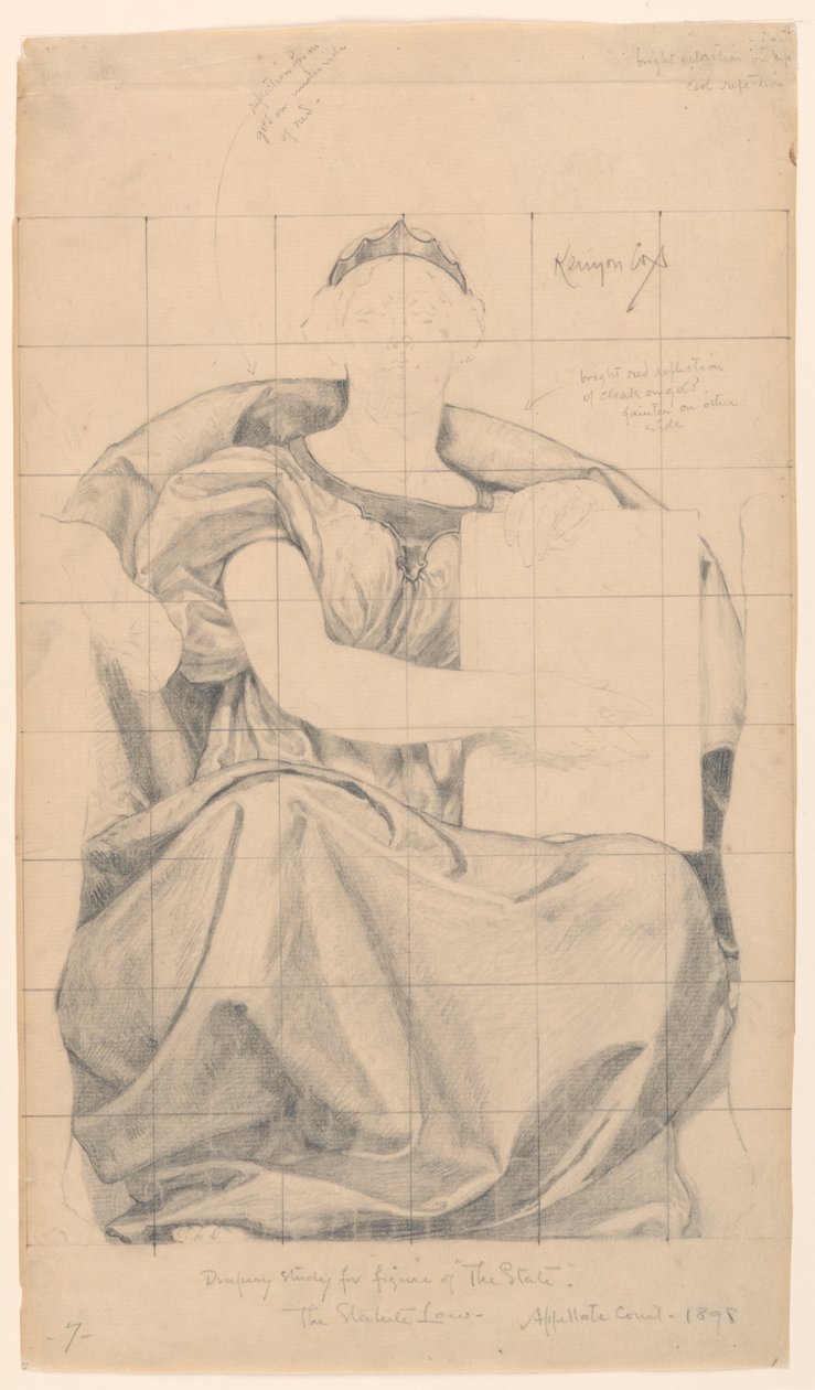 Studie för "The State", "The Reign of the Law", Appellate Division Court House, New York, NY av Kenyon Cox
