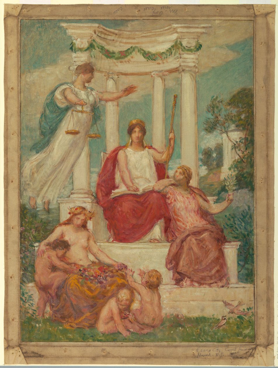 The Beneficence of the Law, Design for Mural at Essex County Court House, Newark, NJ av Kenyon Cox