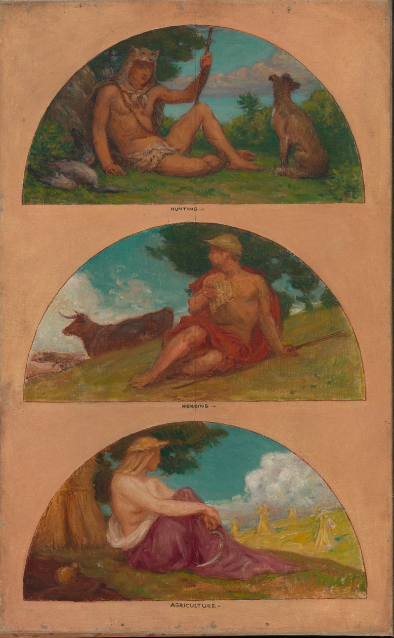 Civilisationens framsteg: Jakt, vallning, jordbruk..., 1905-1906. av Kenyon Cox