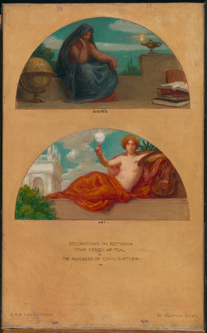 Civilisationens framsteg: Vetenskap och konst (muralmålning, State Capitol, Des Moines, Iowa) av Kenyon Cox
