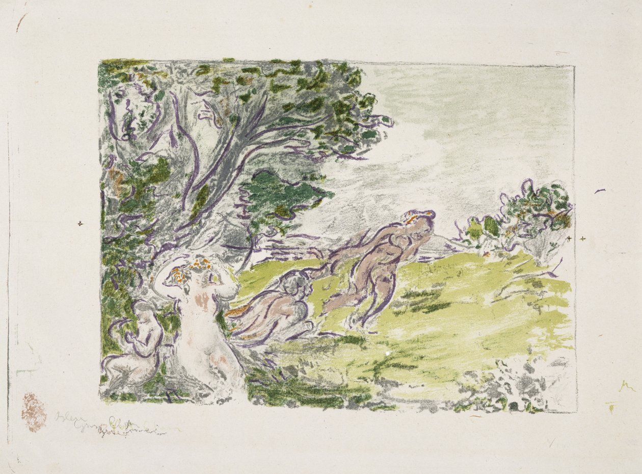 Sittande nymf under ett träd, 1900 (litografi i färger) av Ker Xavier Roussel