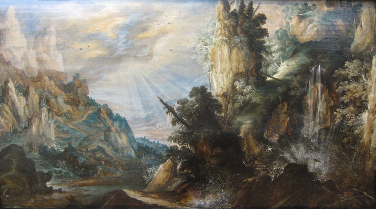 "Ett bergslandskap med ett vattenfall" av Kerstiaen de Keuninck, ca 1600 av Kerstiaen de Keuninck