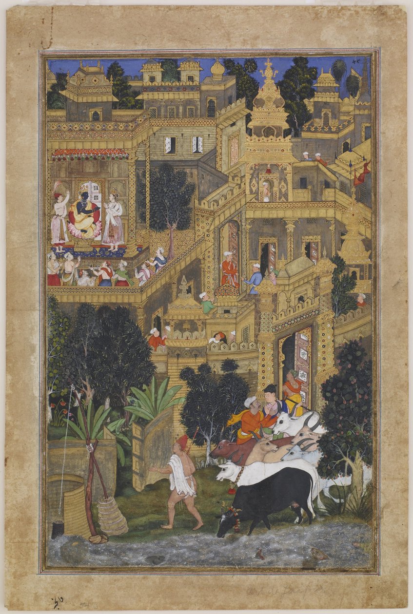 Herren Krishna i den gyllene staden, ca 1586 av Kesav Kalan
