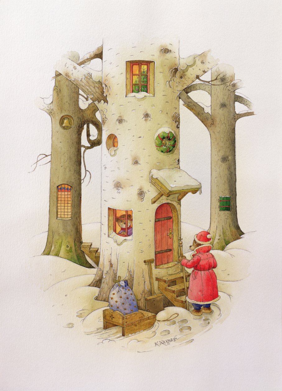 Björnen Jultomten, 1999 (wc på papper) av Kestutis Kasparavicius