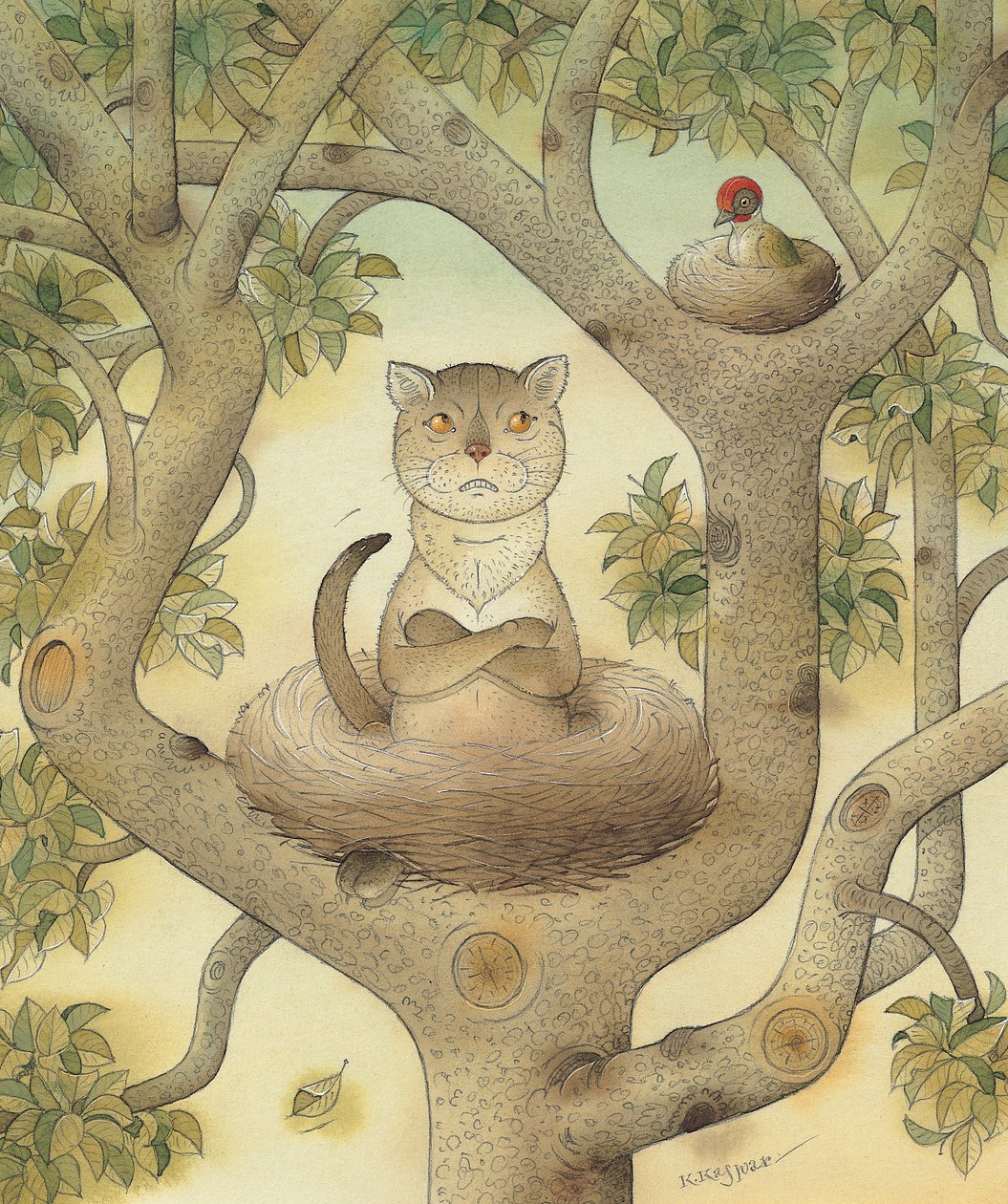 Flying Cat, 1005 (wc på papper) av Kestutis Kasparavicius
