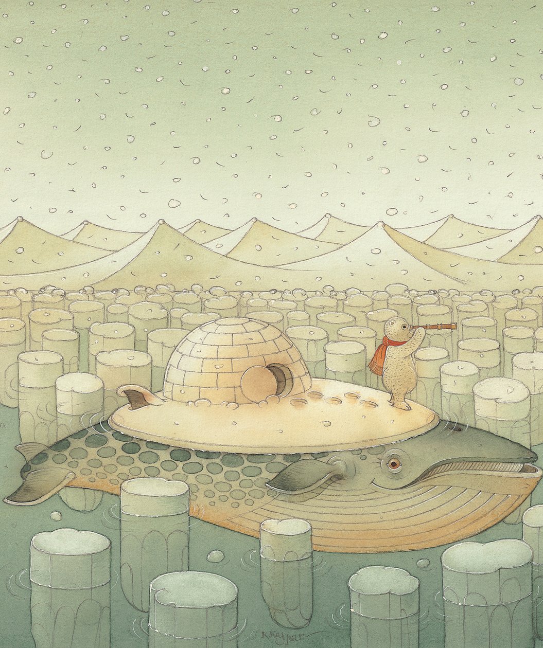 Island, 2005 (wc på papper) av Kestutis Kasparavicius