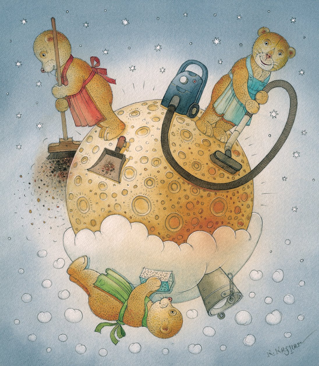 Lunar Bears, 2006 (wc på papper) av Kestutis Kasparavicius
