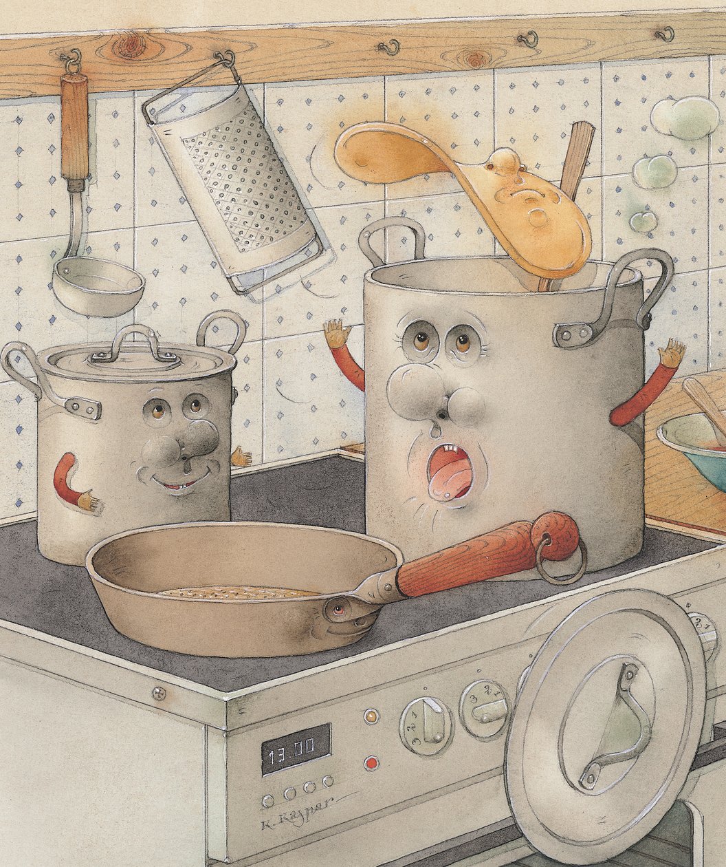 On the Kitchen Range, 2003 (wc på papper) av Kestutis Kasparavicius