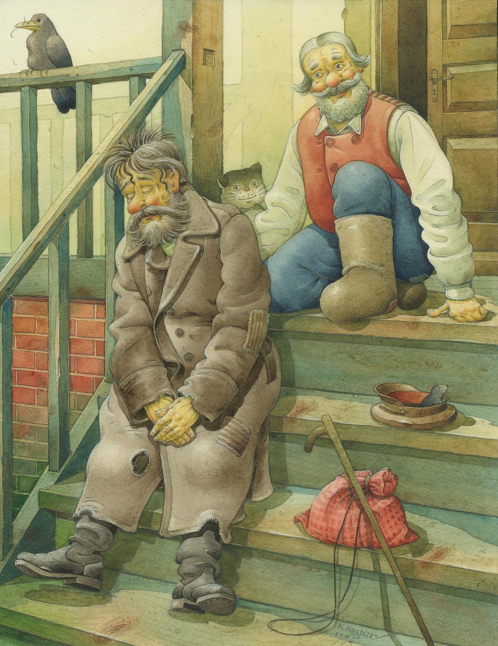 Russian Scene 08, 1994 (wc på papper) av Kestutis Kasparavicius