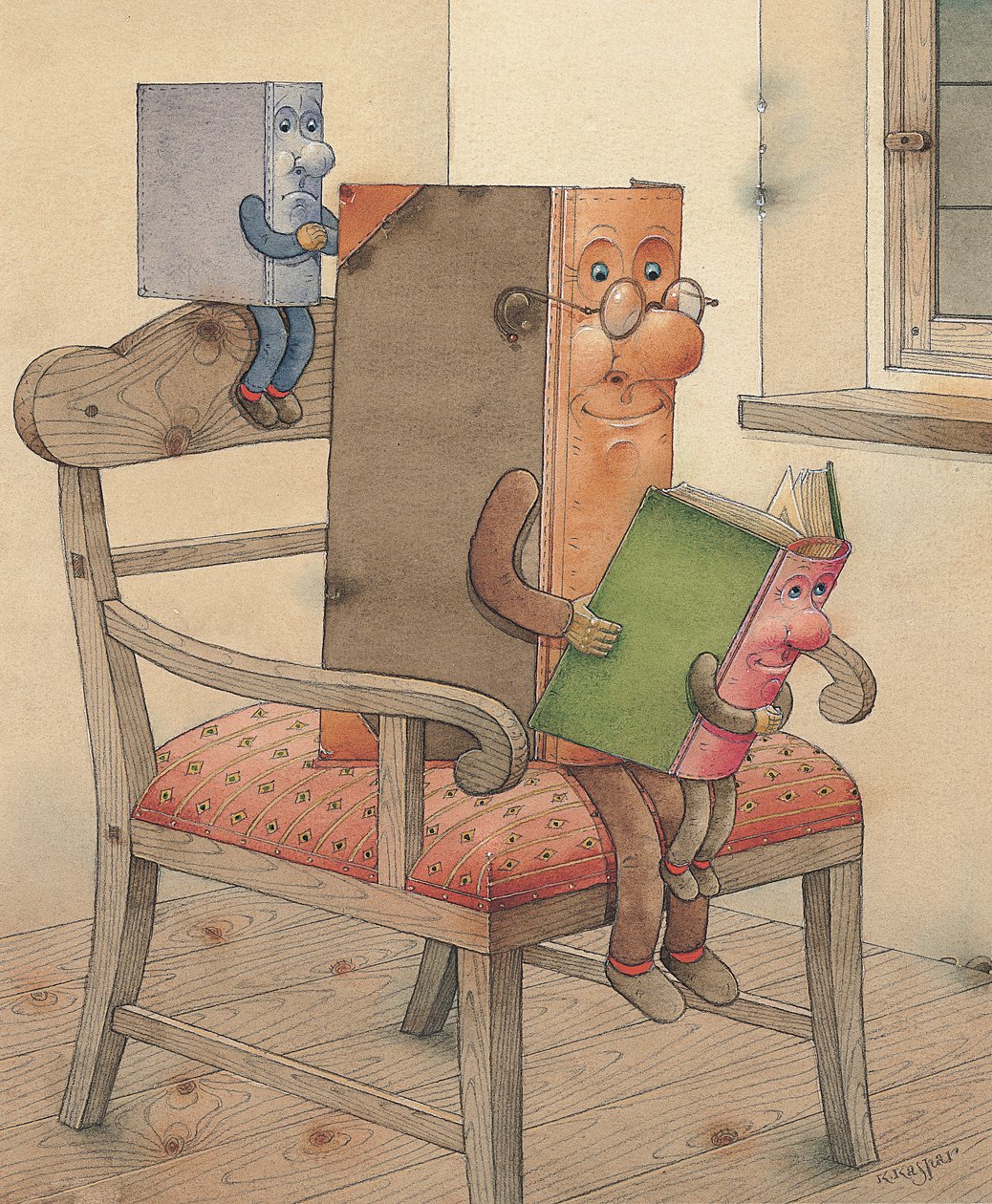 Three Books, 2003 (wc på papper) av Kestutis Kasparavicius