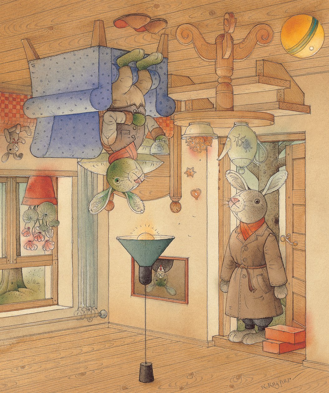 Two Rabbits, 2005 (wc på papper) av Kestutis Kasparavicius