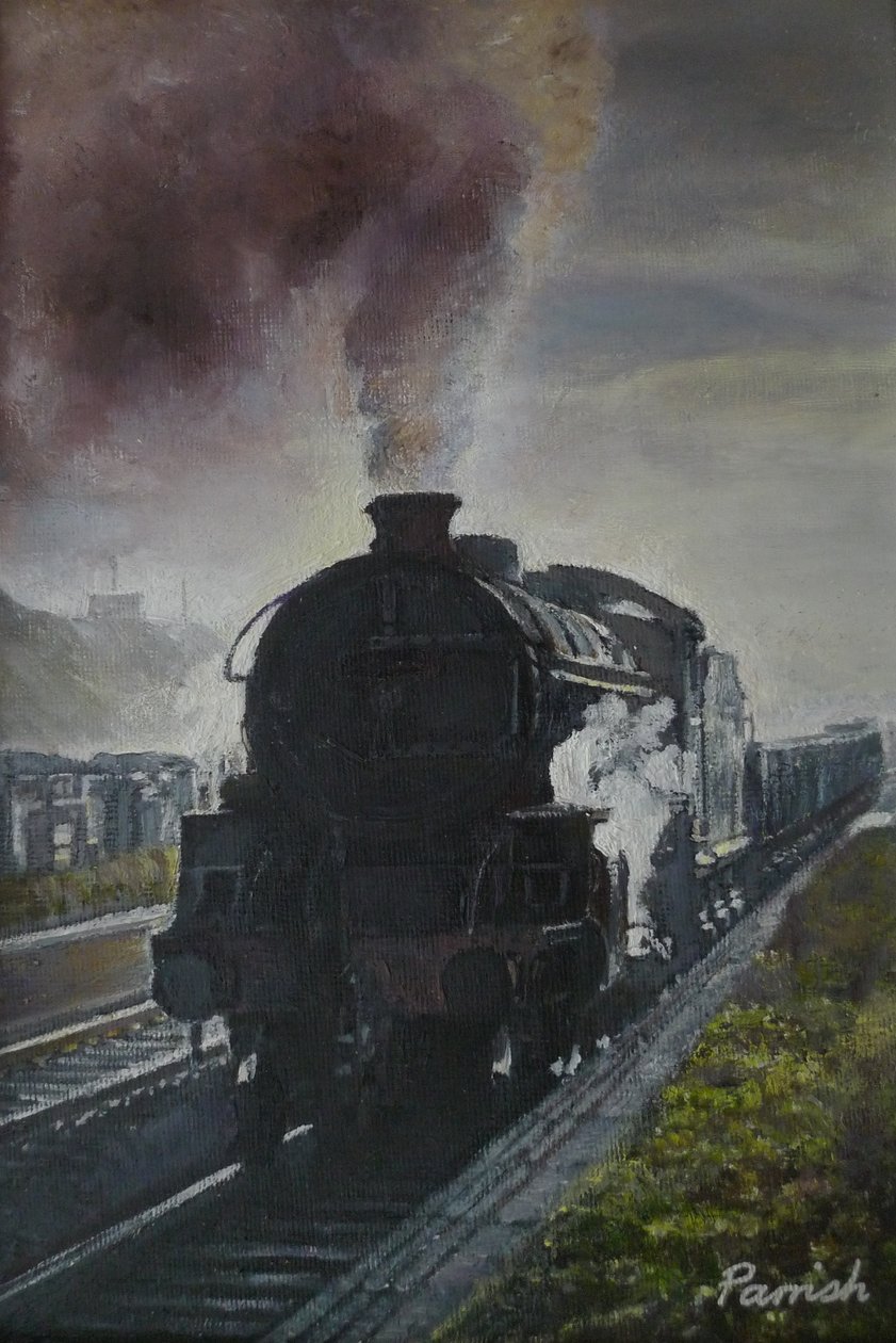 Tåg kommer, 2013 av Kevin Guild of Railway Artist Parrish