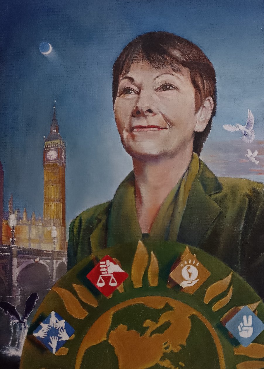 Caroline At Westminster (Green Party), 2022 (målning) av Kevin Parrish