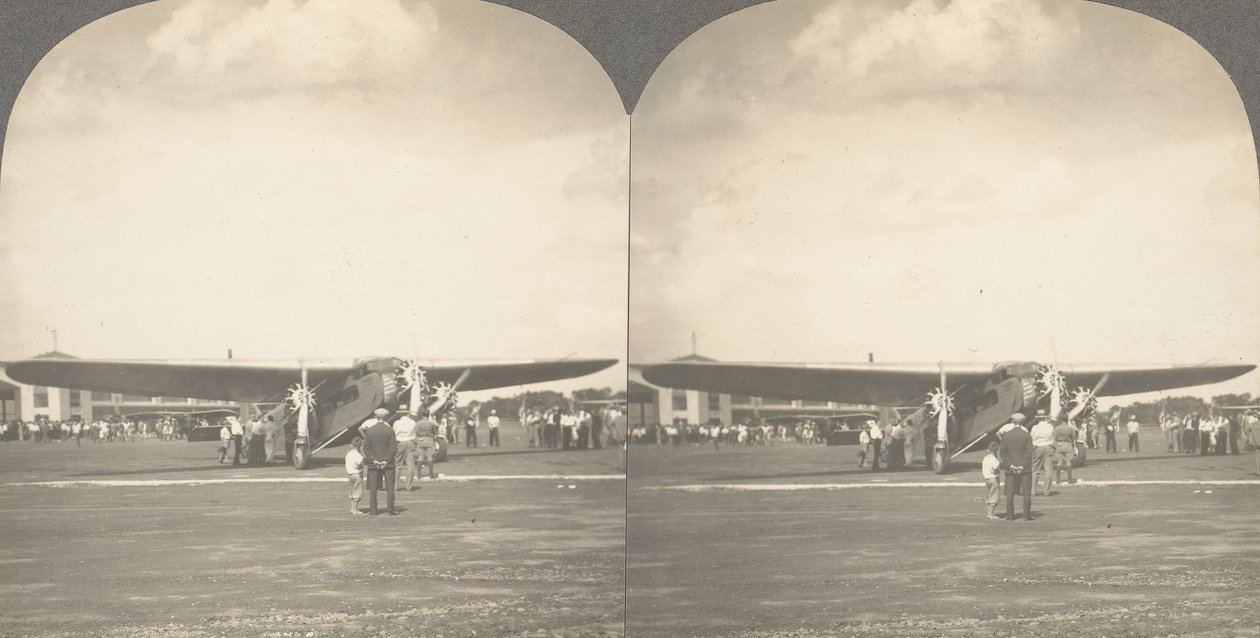 Grupp med 3 sterografvyer av flyg, inklusive bröderna Wright, 1900-1929. av Keystone View Company