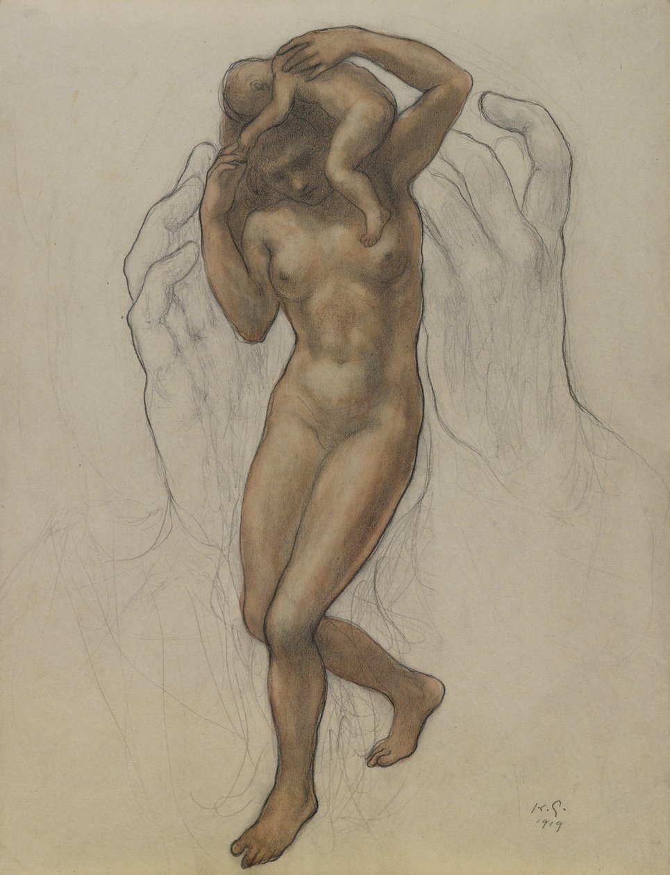 The Burden, 1919 (wc & grafit på papper) av Khalil Gibran