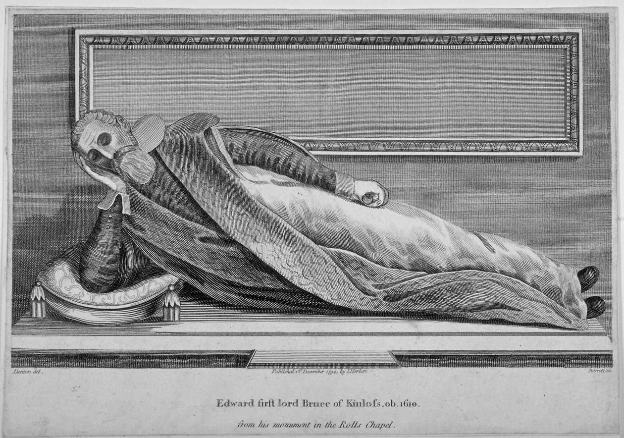 Monument till Sir Edward Bruce i Rolls Chapel, Chancery Lane, City of London, 1794 av King