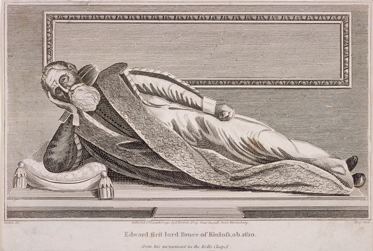 Monument till Sir Edward Bruce i Rolls Chapel, Chancery Lane, London, 1794 av King