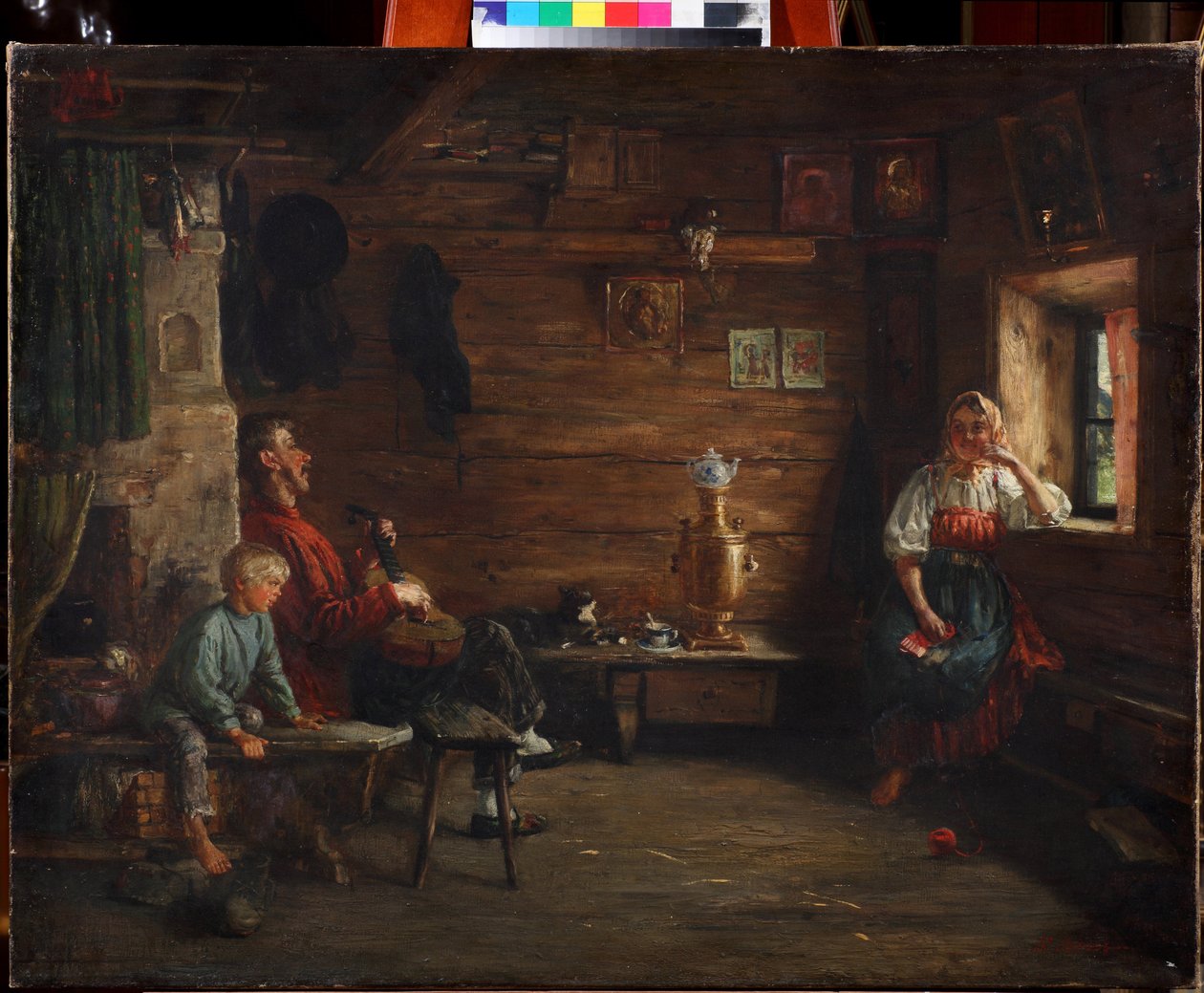 Family Idyll av Kirill Vikentievich Lemoch (Lemokh) (1841-1910), - Olja på duk - Privat samling av Kirill Vikentievich Lemoch