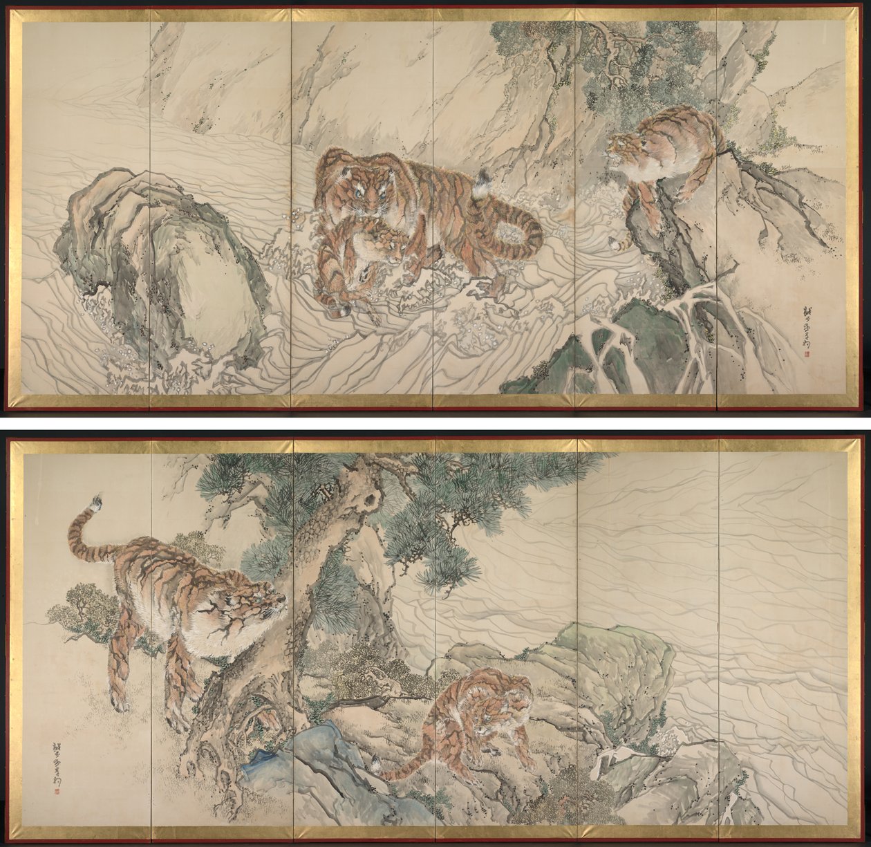 Tiger familj av Kishi Ganku