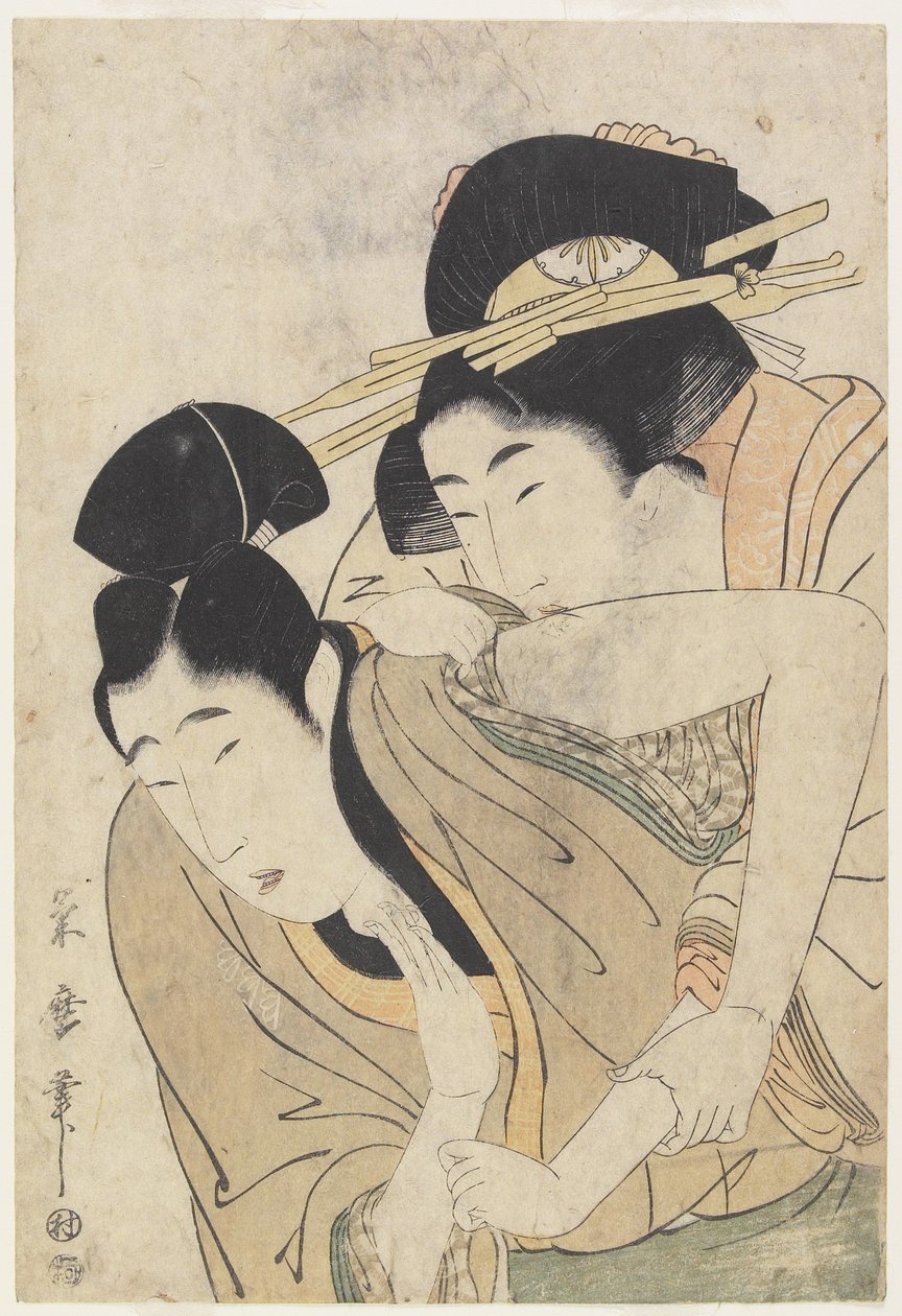 (Courtesan och hennes älskare), ca. 1800-1804 av Kitagawa Tsukimaro