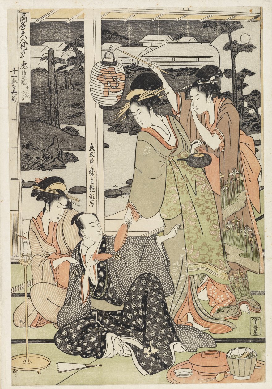 Uk.359-1945 Onyesho la 12, Ulinganisho wa warembo mashuhuri na ligi ya uaminifu, c.1797 (chapisho la rangi ya mbao)swed av Kitagawa Utamaro